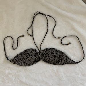 Gray/beige leopard bikini top